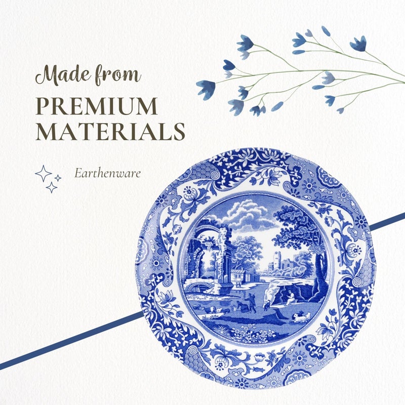Spode Blue Italian Salad Plate, Set of 4-7.25â€ Fine Earthenware with Oriental Design, Dishwasher, Microwave, Freezer Safe, Classic Blue & White Dinnerware - Made in England - Image 4